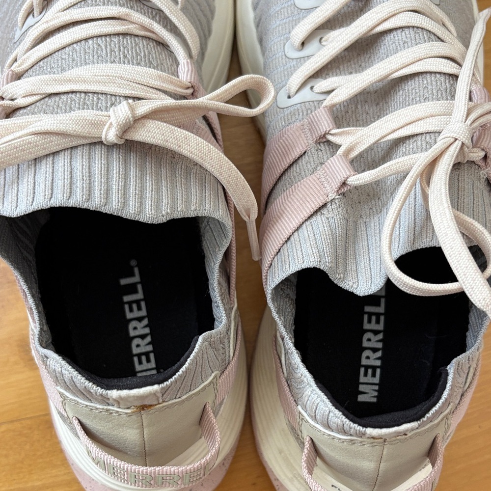 Merrell Embark Lace Sneakers Women's size 11 Wide Pink Rose Gray Vibram Sole EUC - Picture 7 of 10